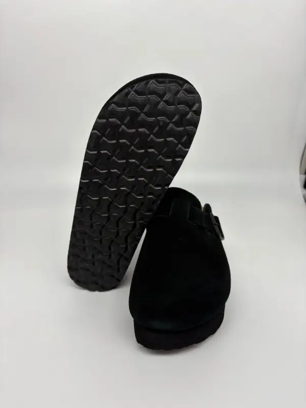 Leather Platform Clog in Black