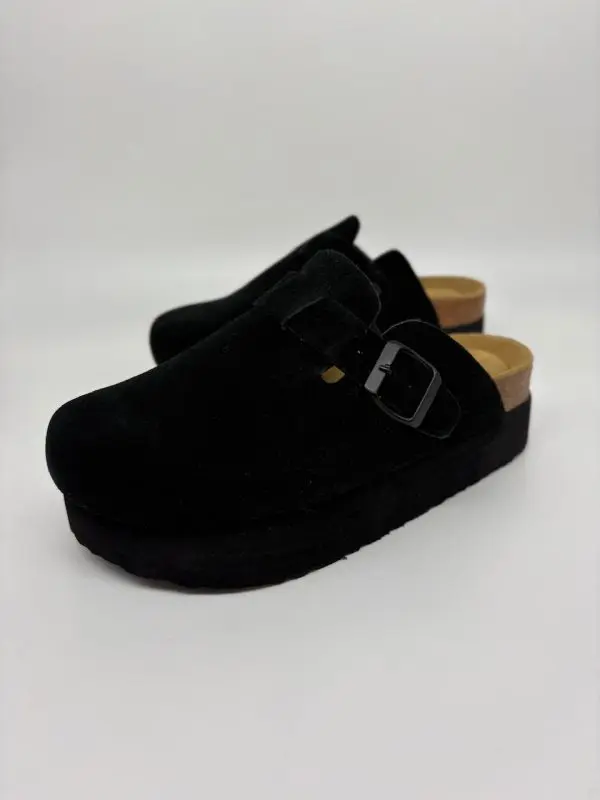Leather Platform Clog in Black