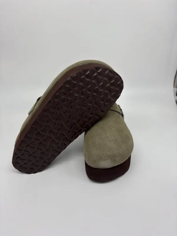 Leather Platform Clog in Khaki