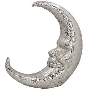 Polystyrene Ornament - Gold Sparkle Moon Face