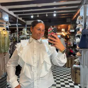 Frill and Diamanté Detail Blouse in 2 Colours