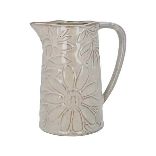 Porcelain Jug 18.6cm - Taupe Floral
