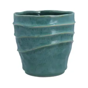 Stoneware Pot Cover - Seafoam Wave