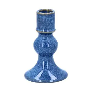 Porcelain Candlestick 11cm - Short Blue
