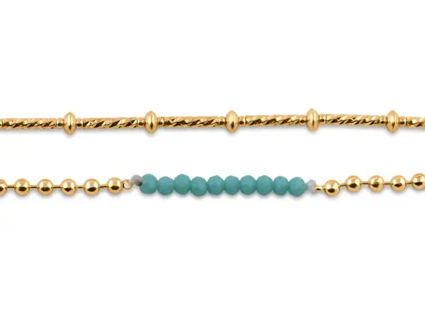 Big Metal London Aris Set Of Anklets Turquoise