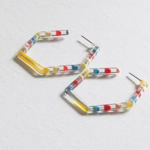 Big Metal London Camelia Resin Multitone Earrings