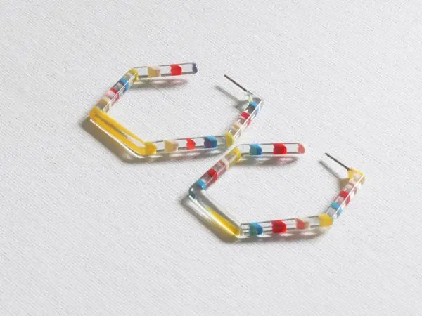 Big Metal London Camelia Resin Multitone Earrings