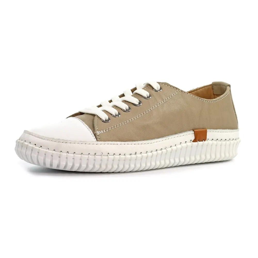 Truffle II Stone Leather Plimsoll