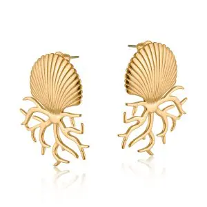 Big Metal London Hecate Coral Shell Stainless Steel Earrings