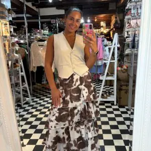 Cow Print Frill Skirt