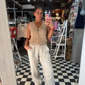 Beige Linen Trousers