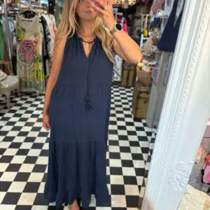 Navy Cheesecloth Dress
