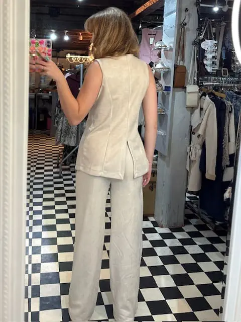 Suede Style Gold Button Top in 2 Colours