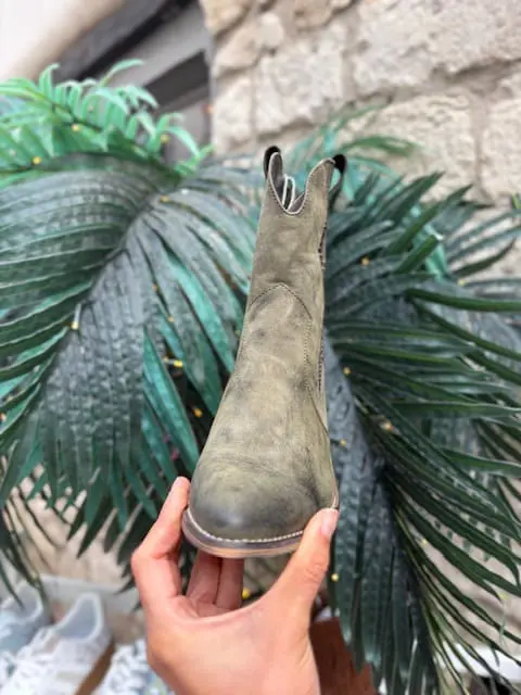Cowboy Boot with Bolt and Studs Green