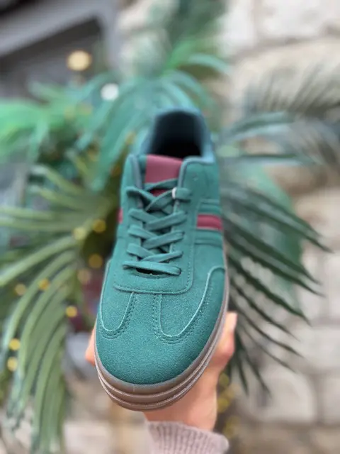 Platform Trainer in Green and Burgundy