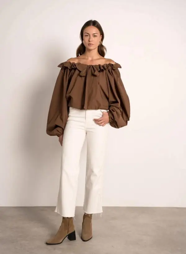 Musy Muse Brown Off The Shoulder Top