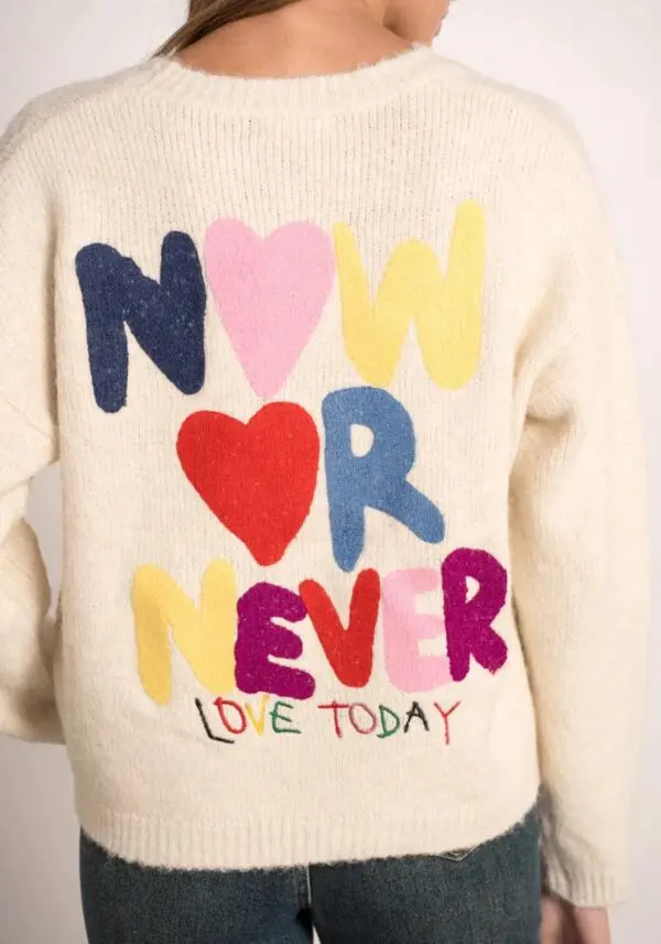 'Now or Never, Love today' Motif Knit Jumper - Image 3