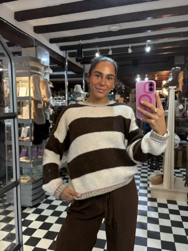 Stripe Jumper with Pink Trim in 2 Colours