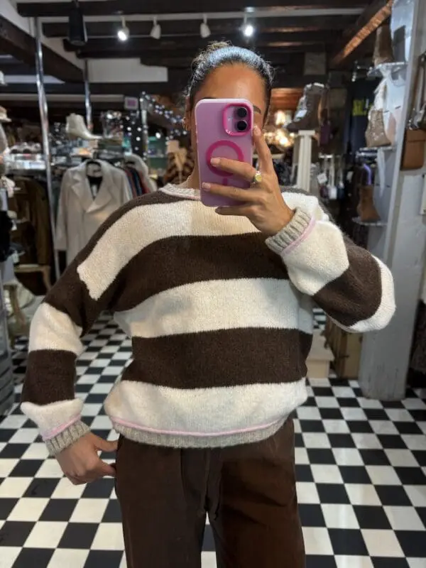 Stripe Jumper with Pink Trim in 2 Colours