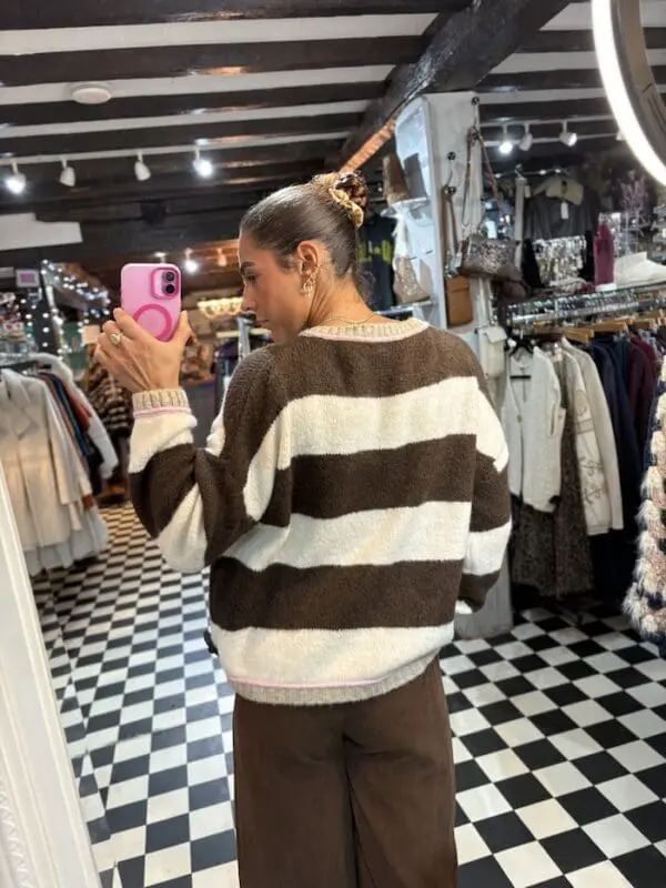 Stripe Jumper with Pink Trim in 2 Colours