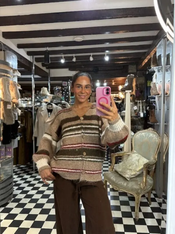 Cosy Knit Cardigan with Stripes