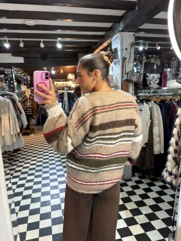 Cosy Knit Cardigan with Stripes