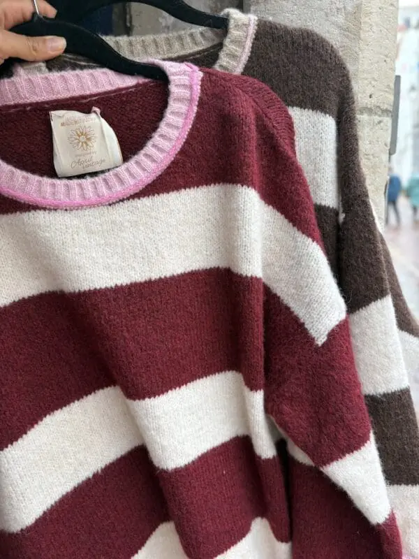 Stripe Jumper with Pink Trim in 2 Colours
