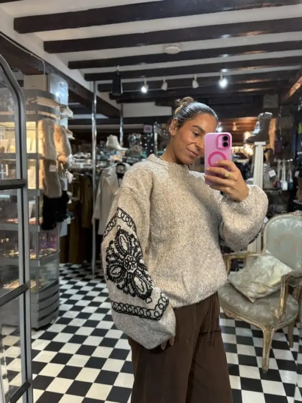 Embroidered Sleeve Jumper