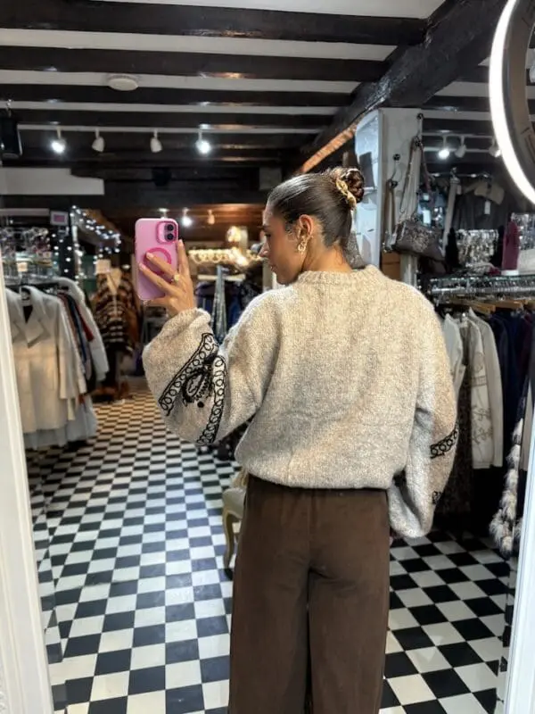 Embroidered Sleeve Jumper