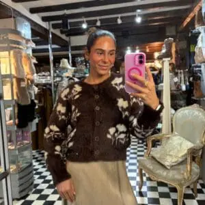 Brown Floral Print Soft Cardigan