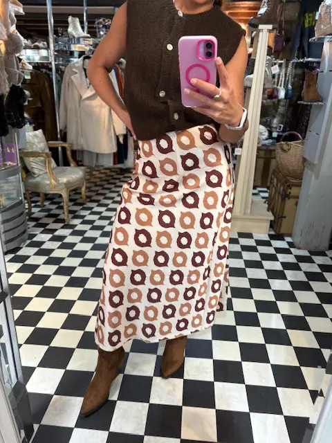 Silky Brown 70s Style Skirt