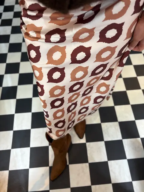 Silky Brown 70s Style Skirt