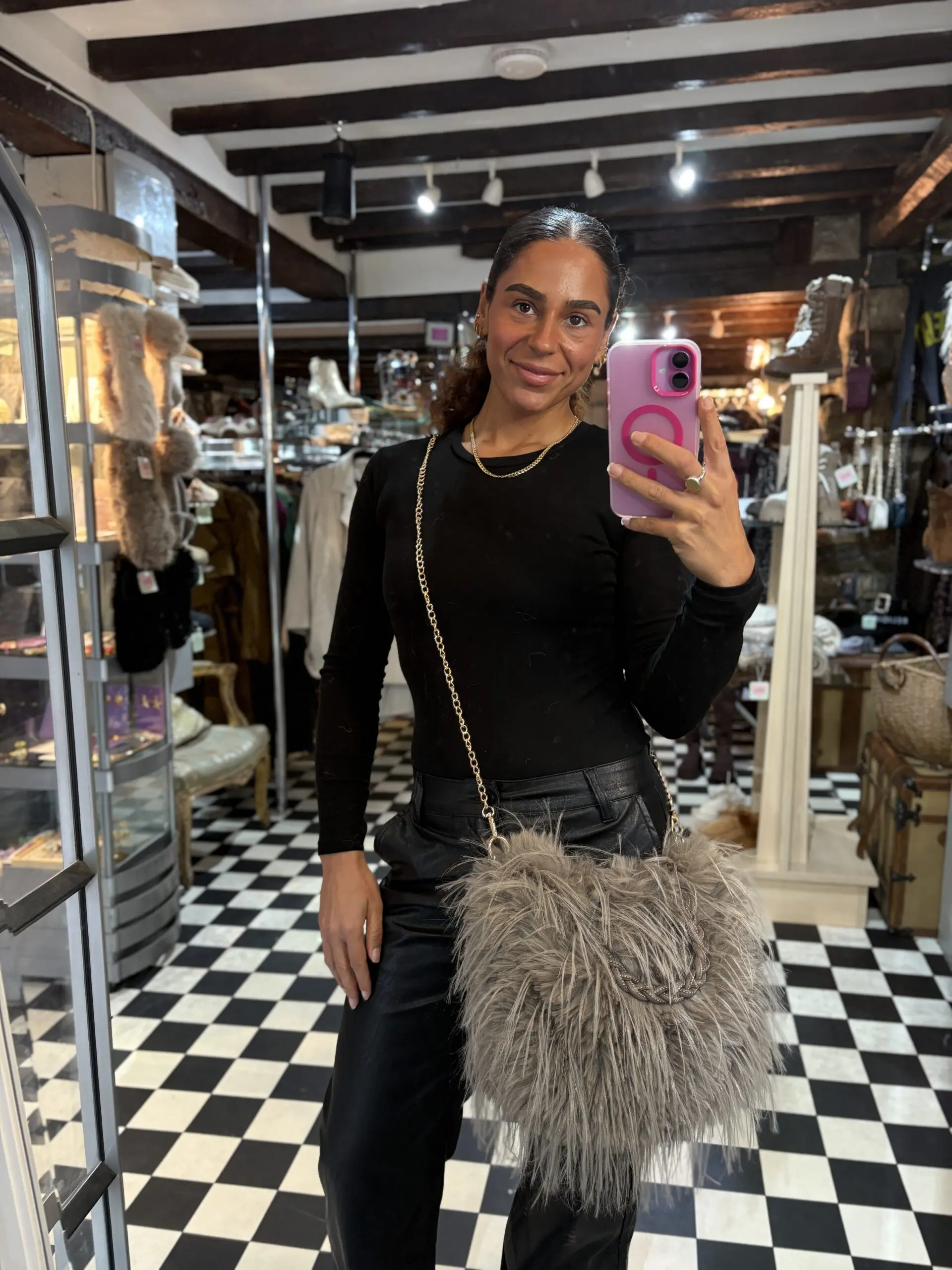 Medium Faux Fur Shaggy Bag