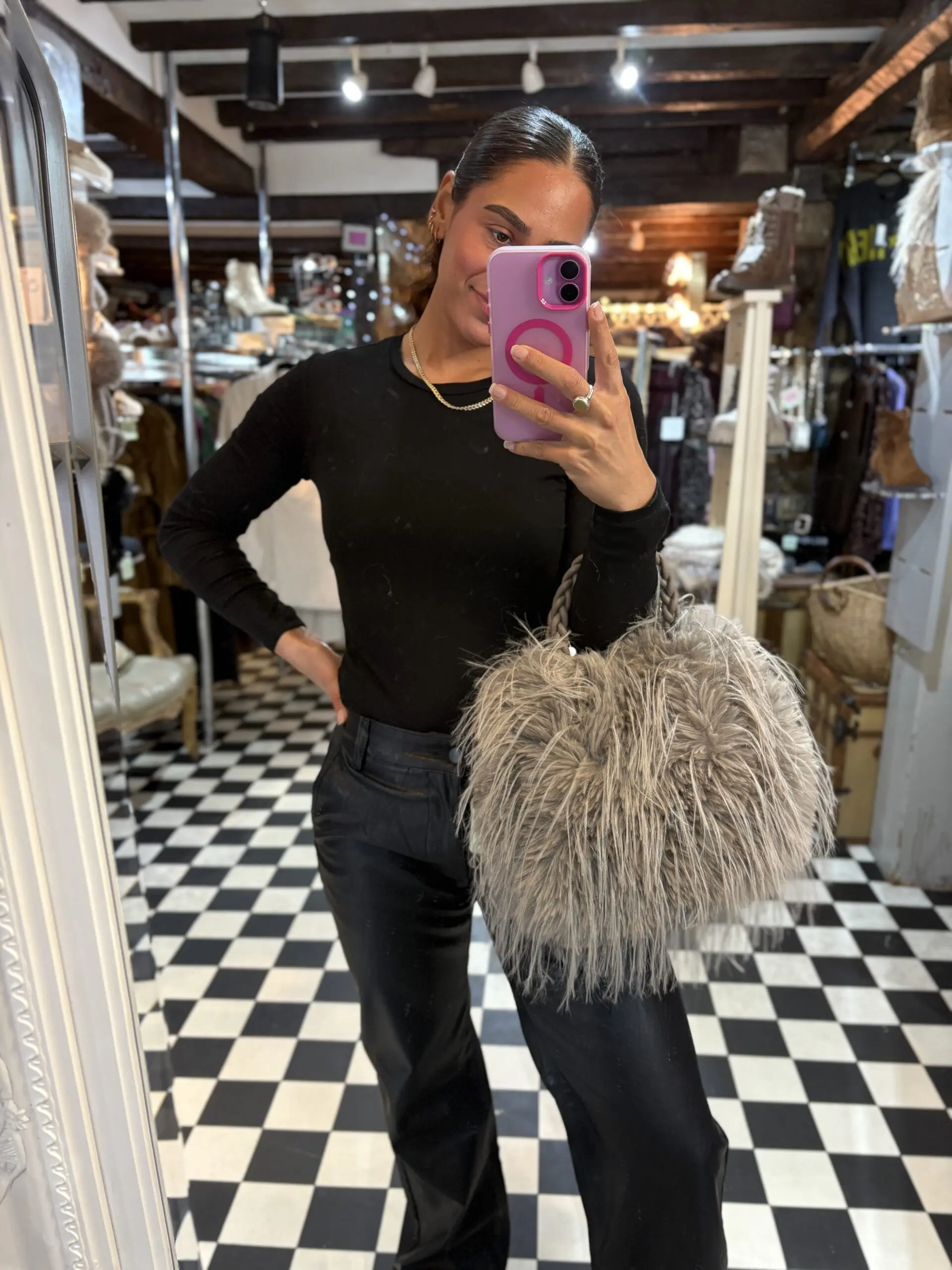 Medium Faux Fur Shaggy Bag