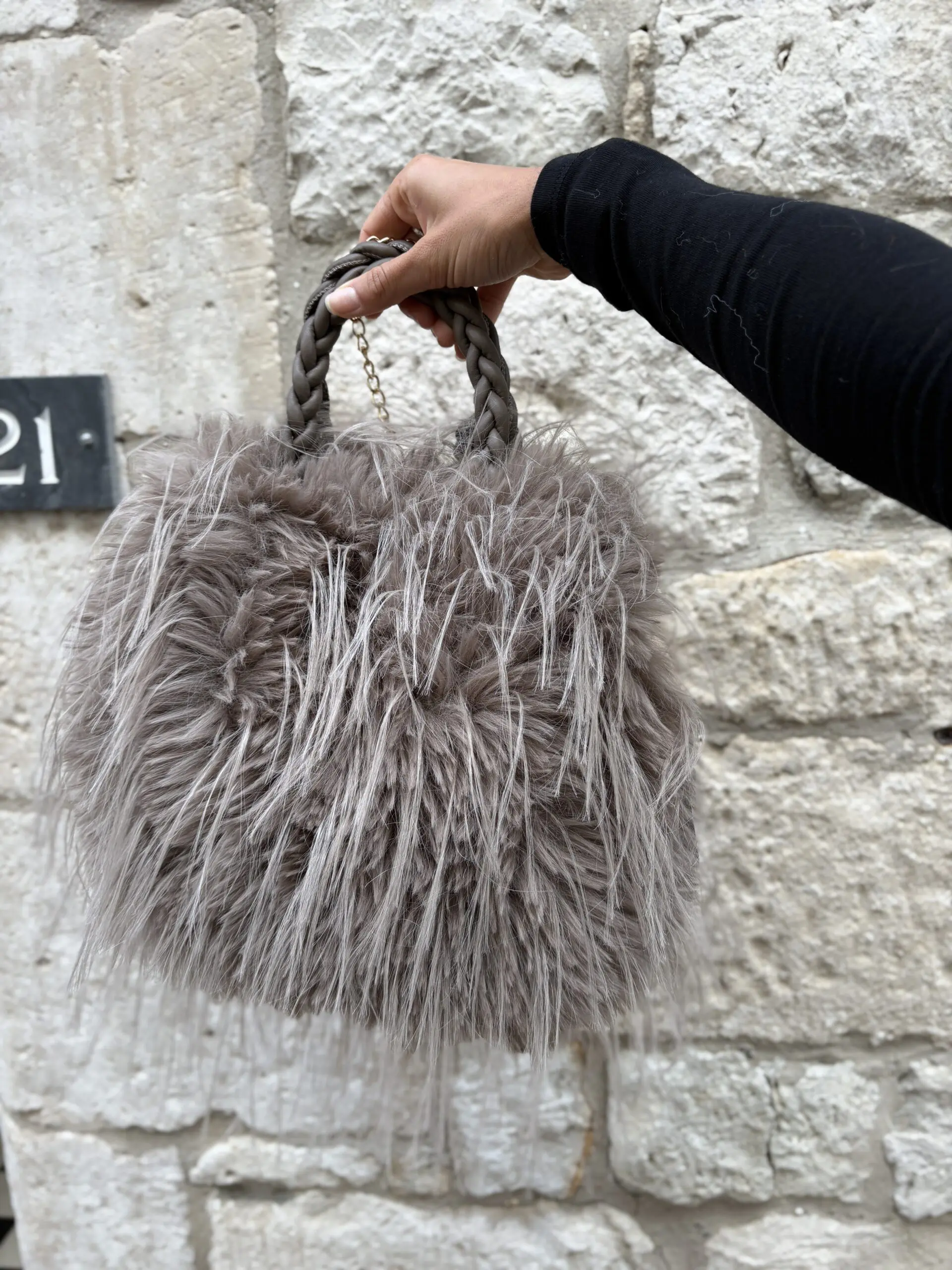 Medium Faux Fur Shaggy Bag