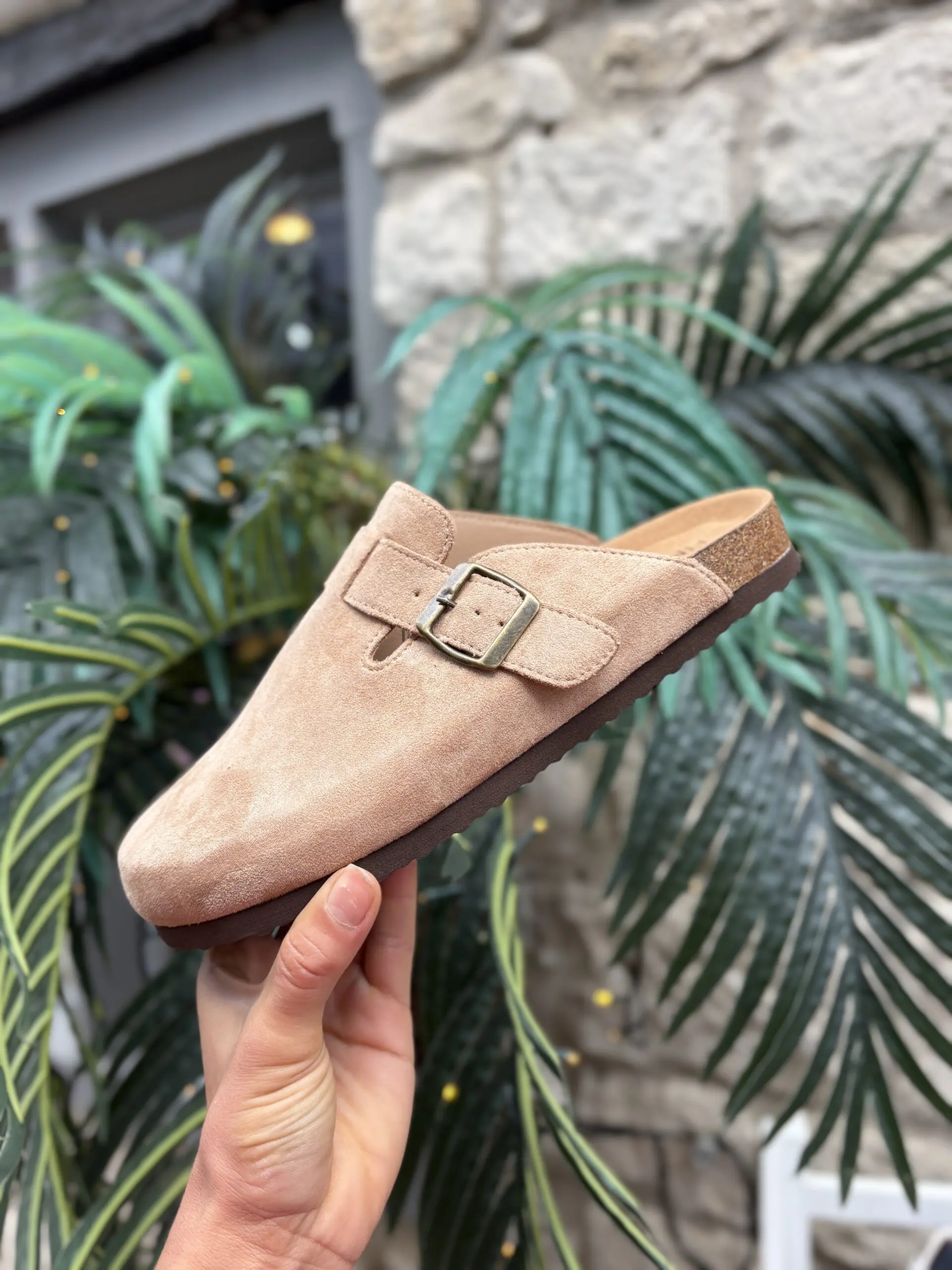 Buckle Clog in Beige