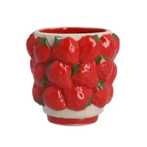 Stoneware Pot Cover 8.5cm - Strawberries