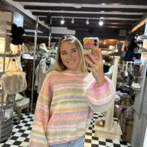 Soft Knit Stripe Jumper with Pink