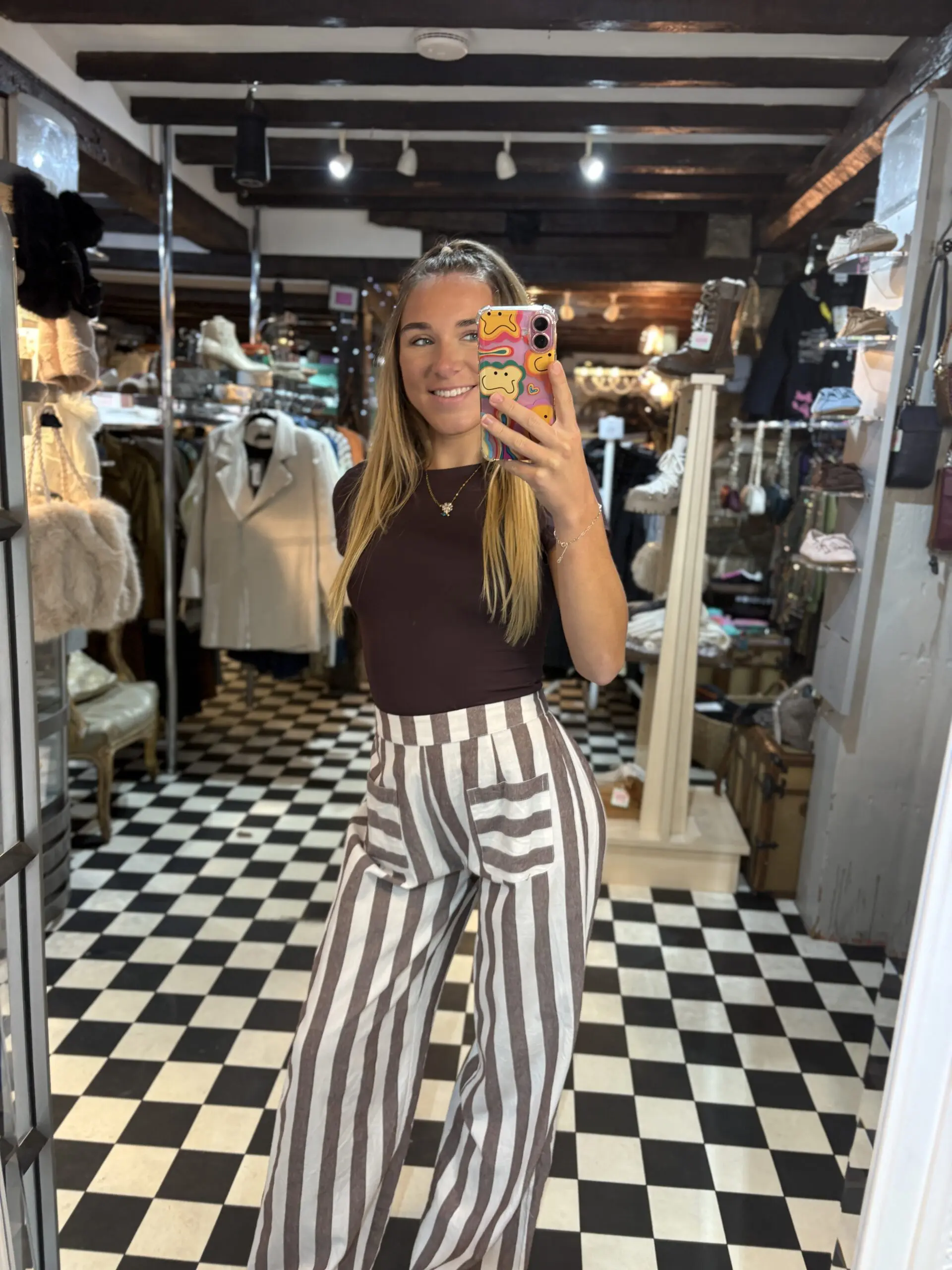 Brown Stripe 2 Pocket Trousers