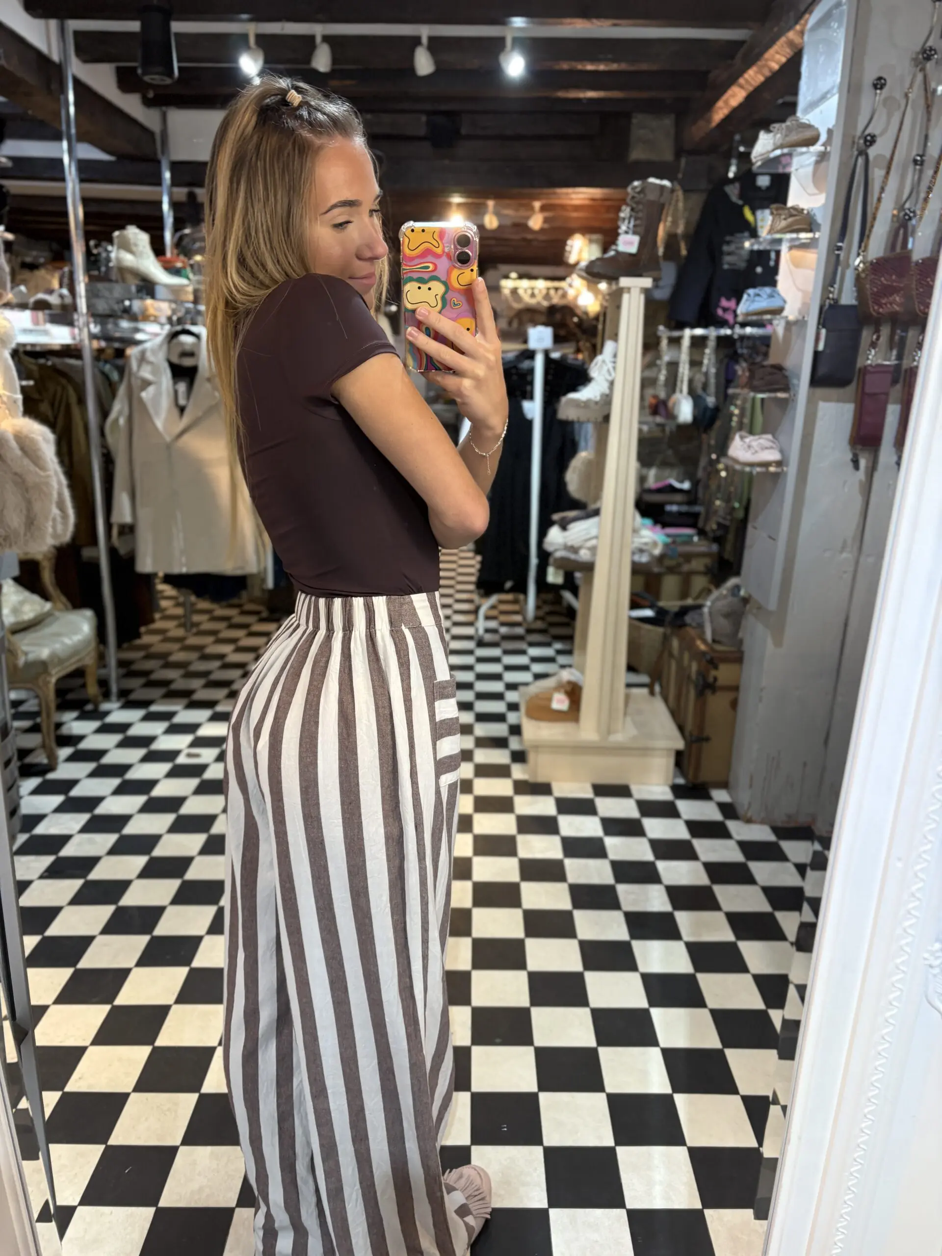 Brown Stripe 2 Pocket Trousers