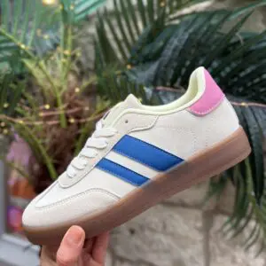 Beige Trainer with Pink and Blue