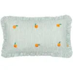 'Les Fruits' Blue and White Stripe Cushion - Oranges
