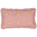 'Les Fruits' Red and White Stripe Cushion - Lemons