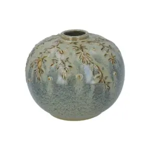 Ceramic Vase 15cm - Verdigris Reactive Vine Ball, Decorative