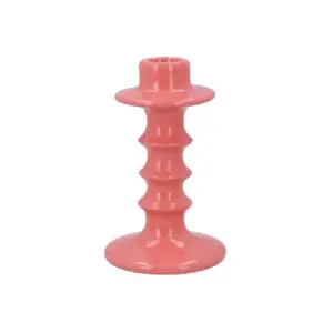 Ceramic Candle Holder 14cm - Candy Pink Hooped