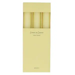 Box/3 Scented Candle 22cm - Yellow Ribbed