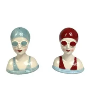 SET OF CERAMIC BEACH SWIMMERS SALT & PEPPER SHAKERS