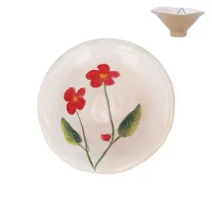 Stoneware Snack Bowl 10cm - Meadow Red Flower