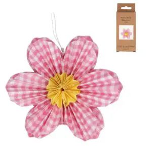 Paper Hanging Dec 15cm - Pink Gingham Flower