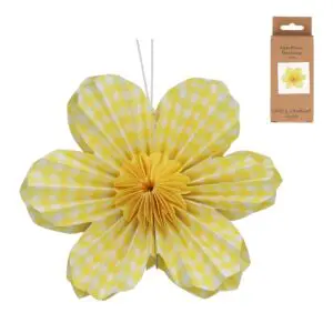 Paper Hanging Dec 15cm - Yellow Gingham Flower